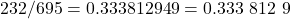 Rendered by QuickLaTeX.com 232/695 = 0.333812949 = \text{0.333 812 9}