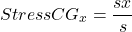 \[\displaystyle StressCG_x = \frac{sx}{s}\]